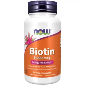 Maisto papildas NOW Biotin 5000mcg 60 kaps