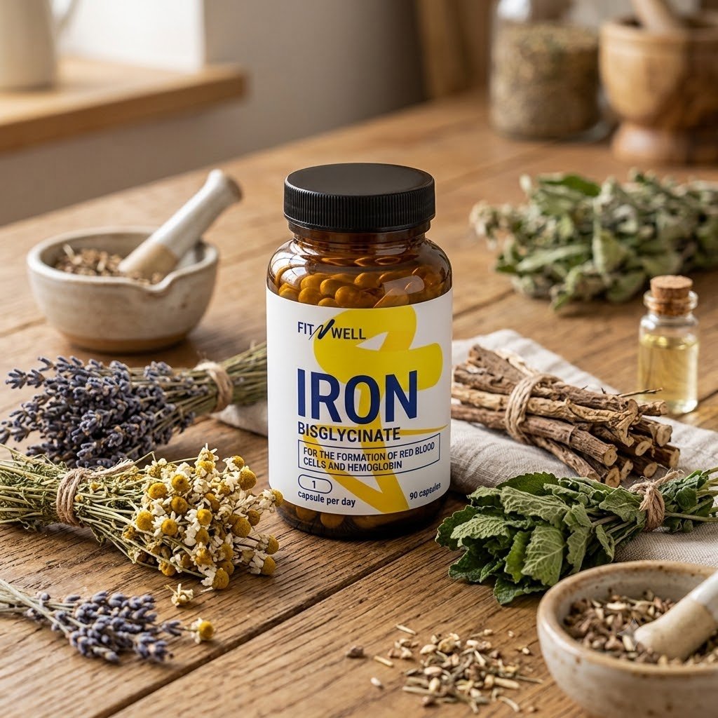FITNWELL Geležis - Iron bisglycinate, 90 kapsulių