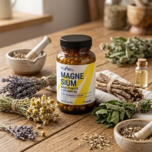 FITNWELL Magnesium Bisglycinate + Vitamin B6, 90 kapsulių
